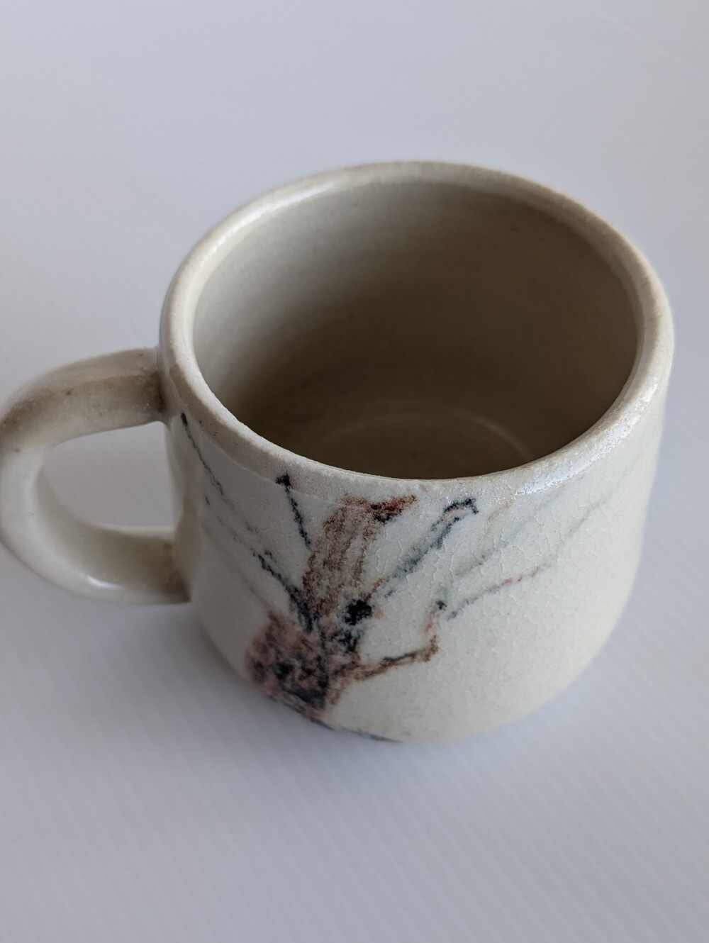 Rustic Studio Pottery Mug Handmade Stoneware Abstract Tree Ceramic Cup - Picture 4 of 10